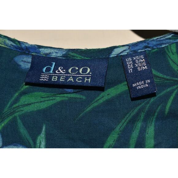 DENIM & CO. BEACH NEW $55 Tie-Front Cover-Up Mallard Tropic XS / Small - Picture 3 of 3